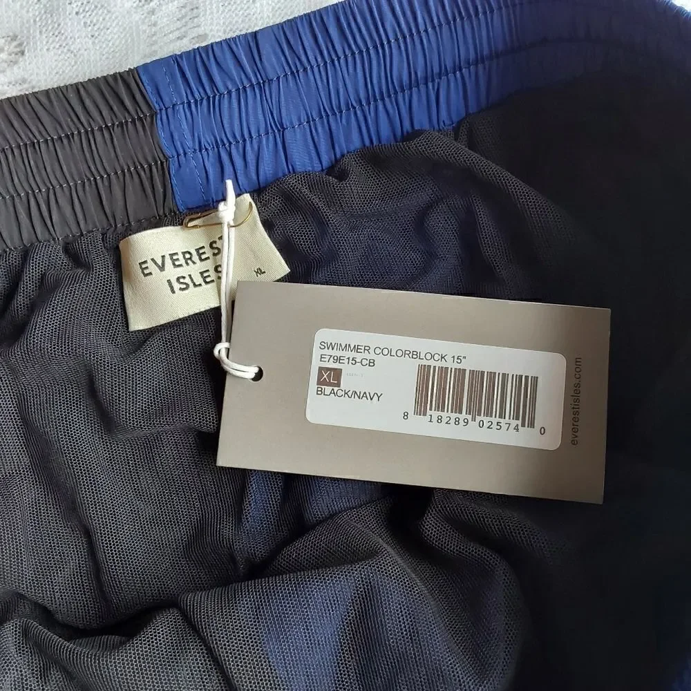 Everest Isles Trunks Colorblock Blk/Navy Sz XL